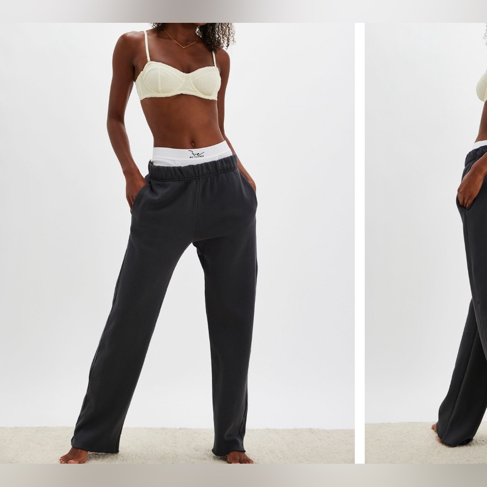 NWT Free People NSF Rowan Straight Leg Sweatpants - light black grey - large - Picture 2 of 9
